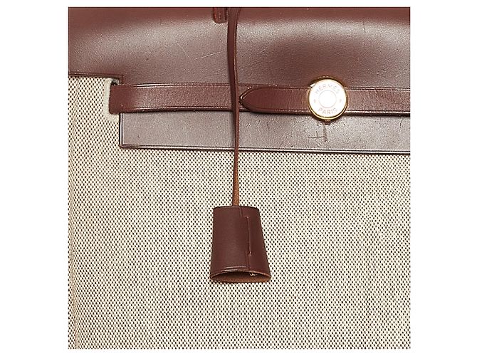 Hermès Zaino Hermes Brown Herbag Canvas Marrone Beige - vista 8