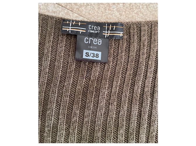 Autre Marque Kurze Jacke oder kurze Weste Taupe-Khaki aus reiner weicher Wolle Crea Concept - Ansicht 10