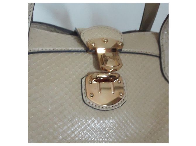 Louis Vuitton Cirrus Handtasche aus Pythonleder Beige - Ansicht 15