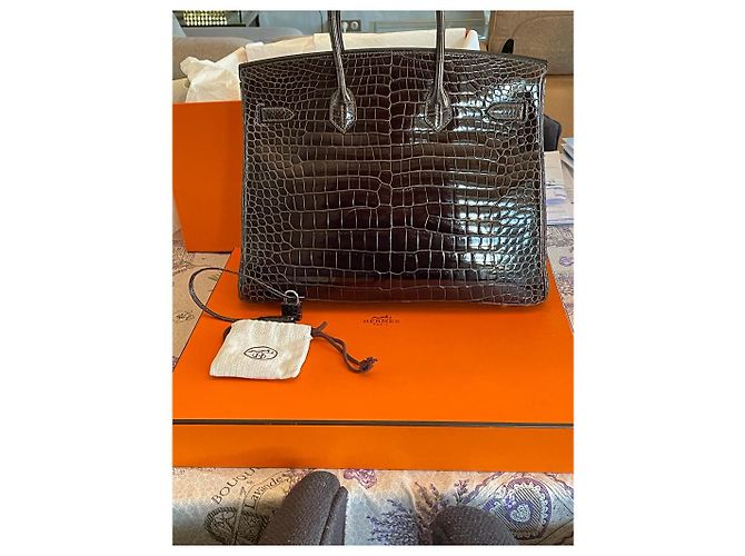 Hermès Borsa HERMES BIRKIN 35 coccodrillo Grigio Grigio antracite - vista 23