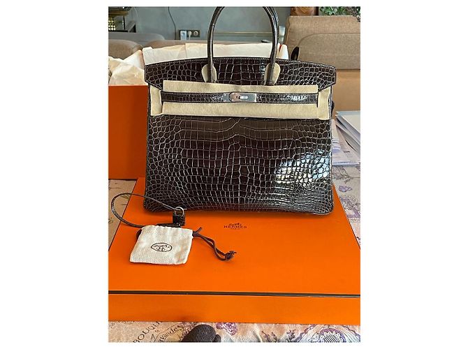 Hermès Borsa HERMES BIRKIN 35 coccodrillo Grigio Grigio antracite - vista 24