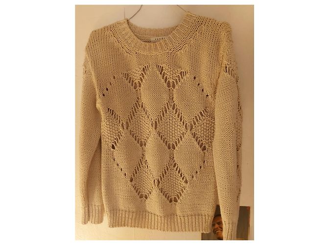 Jersey Sandro de punto grueso beige de algodón - vista 2