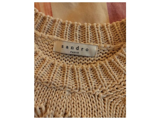 Jersey Sandro de punto grueso beige de algodón - vista 4