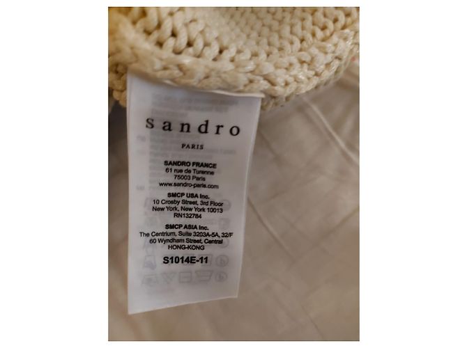 Jersey Sandro de punto grueso beige de algodón - vista 6