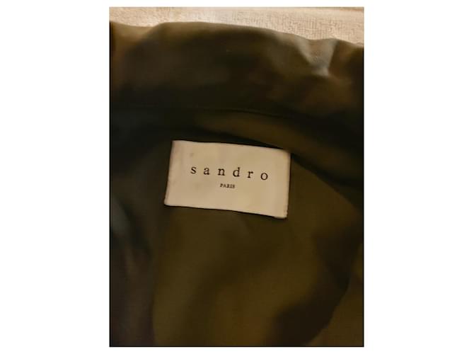 Chaqueta camisera Sandro de algodón caqui - vista 4