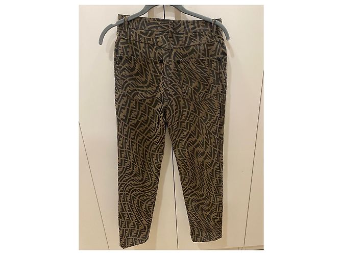 Pantalones Fendi Fisheye FF Logo Marrones Algodón Castaño - vista 2