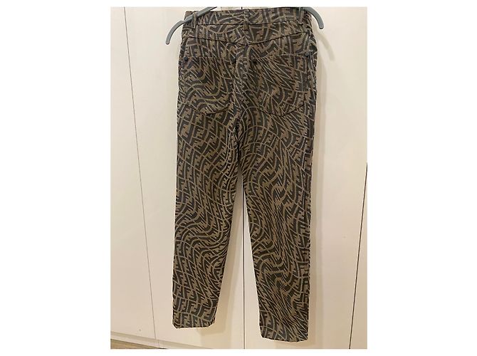 Pantalones Fendi Fisheye FF Logo Marrones Algodón Castaño - vista 4