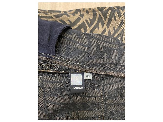 Pantalones Fendi Fisheye FF Logo Marrones Algodón Castaño - vista 8