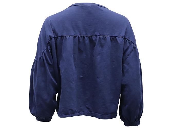Autre Marque Camicetta arricciata Apiece Apart Vida in cotone blu navy - vista 3