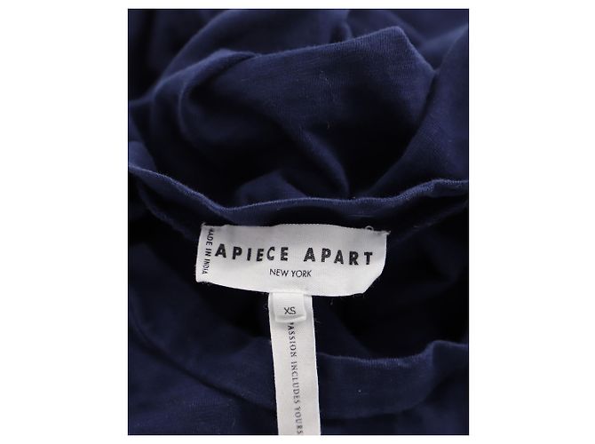 Autre Marque Camicetta arricciata Apiece Apart Vida in cotone blu navy - vista 4