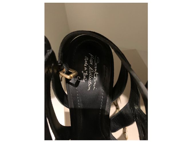 Sandali Santoni in pelle nera Nero - vista 2