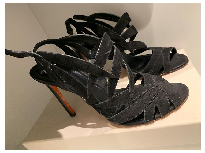 Sandali Santoni in pelle nera Nero - vista 4