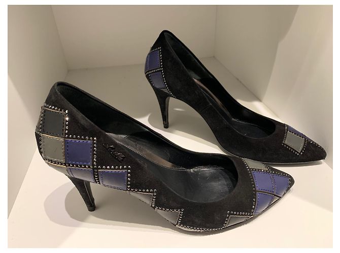 Loriblu Leder Pumps Schwarz Lila Dunkelblau Größe 39 Marineblau - Ansicht 2