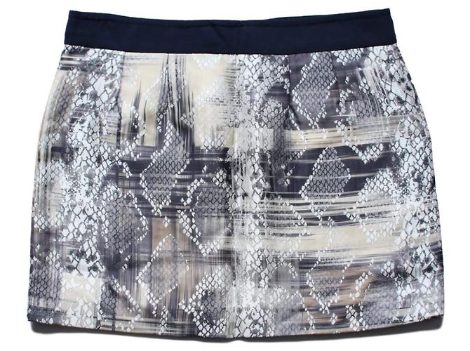 minifalda Roseanna con estampado de serpiente Negro Blanco Gris Impresión de pitón - vista 2