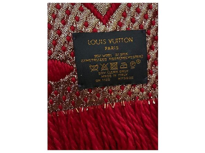 Sciarpa Louis Vuitton Logomania in lana rossa Rosso - vista 6