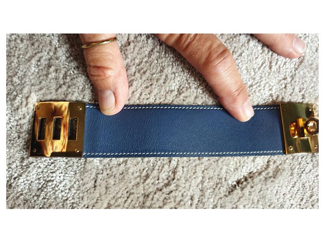 Hermès Collier de Chien Armband Blau Leder - Ansicht 5