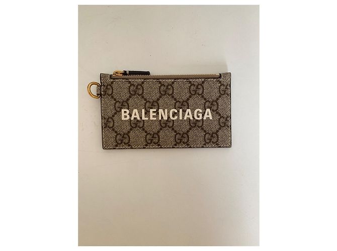 Gucci x Balenciaga Tarjetero con correa GG Supreme Monogram Logo Beige Ebony - vista 2
