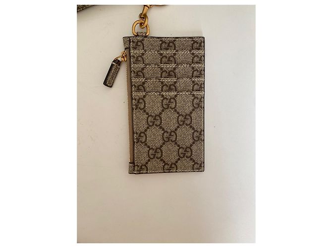 Gucci x Balenciaga Tarjetero con correa GG Supreme Monogram Logo Beige Ebony - vista 3