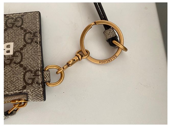 Gucci x Balenciaga Tarjetero con correa GG Supreme Monogram Logo Beige Ebony - vista 8