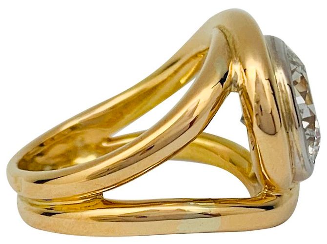 inconnue Anello intrecciato in oro bicolore, diamante 2,78 carati. - vista 3