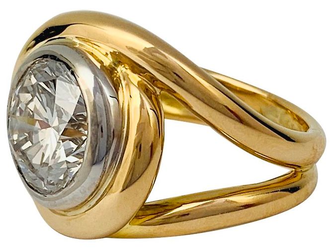 inconnue Anello intrecciato in oro bicolore, diamante 2,78 carati. - vista 4