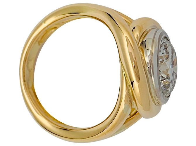 inconnue Anello intrecciato in oro bicolore, diamante 2,78 carati. - vista 5