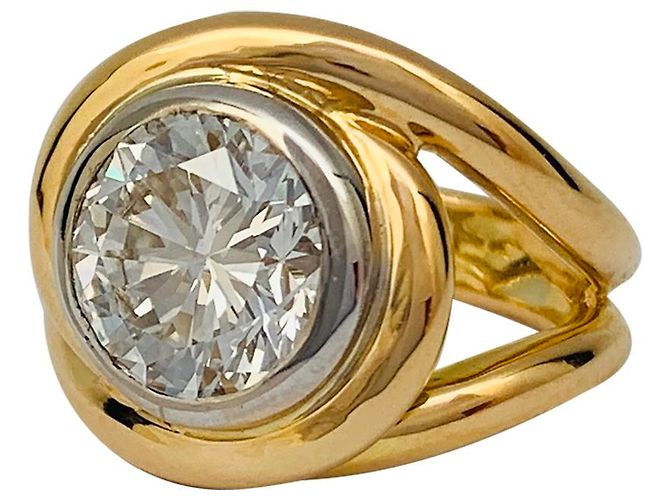 inconnue Anello intrecciato in oro bicolore, diamante 2,78 carati. - vista 6