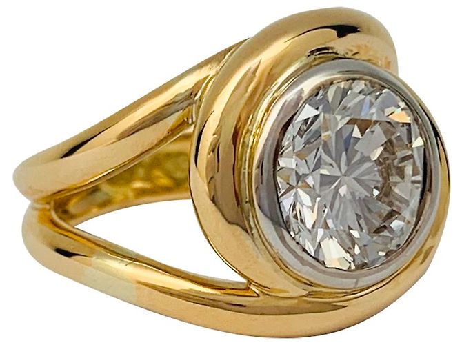inconnue Anello intrecciato in oro bicolore, diamante 2,78 carati. - vista 7