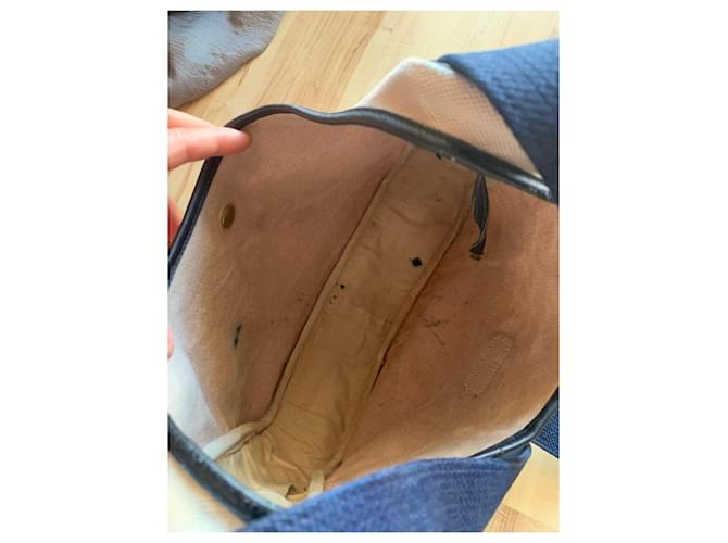 Borsa Hermès Tsako in Lino e Pelle Blu - vista 3