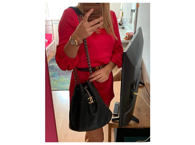 2.55 Borsa a secchiello Chanel in pelle nera Nero - vista 9