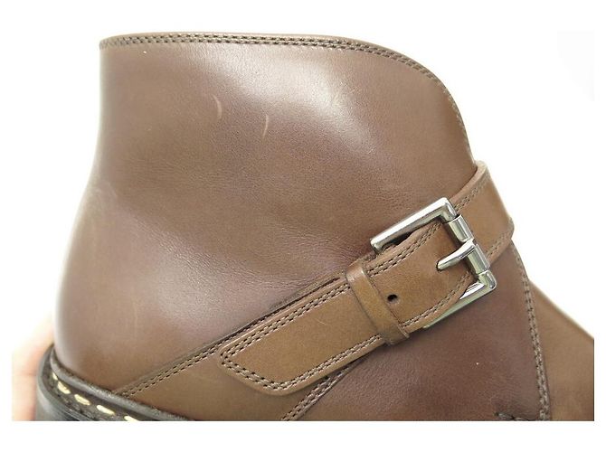 NOVE SAPATOS DE MANDIOCA HESCHUNG 7 41 BOTAS COM FIVELAS DE COURO MARROM - vista 8