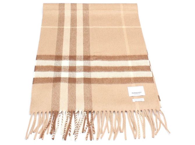 Écharpe En Laine Tartan Marron à Carreaux Vintage - Occasion Très Bon état, Unisexe, Made In France