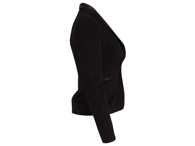 Maje Contrast Trim Blazer in Black Wool - view 2
