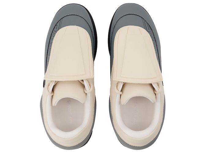 Raf Simons Baskets Antei en Cuir Ivoire et Gris - vue 4