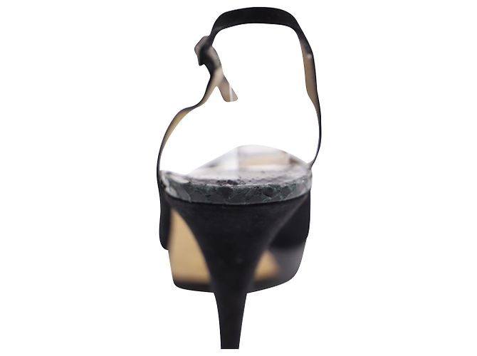 Décolleté Jimmy Choo Open Toe Slingback in pelle scamosciata nera Nero - vista 10