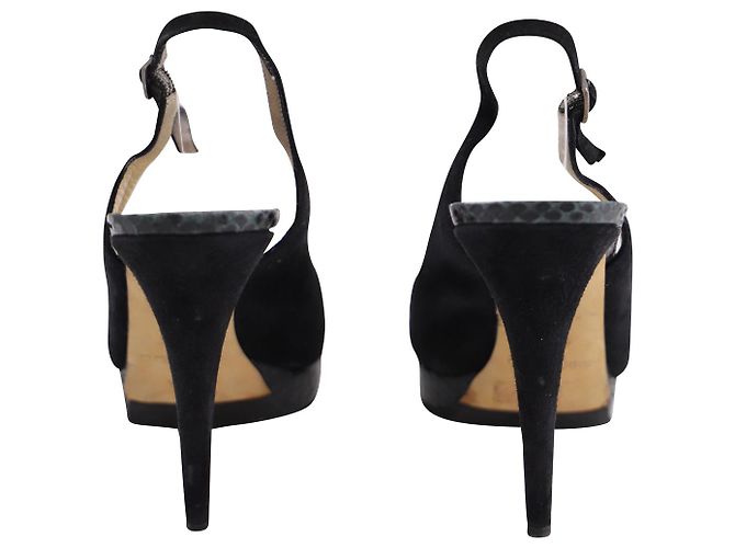 Décolleté Jimmy Choo Open Toe Slingback in pelle scamosciata nera Nero - vista 4
