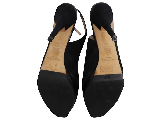 Décolleté Jimmy Choo Open Toe Slingback in pelle scamosciata nera Nero - vista 5