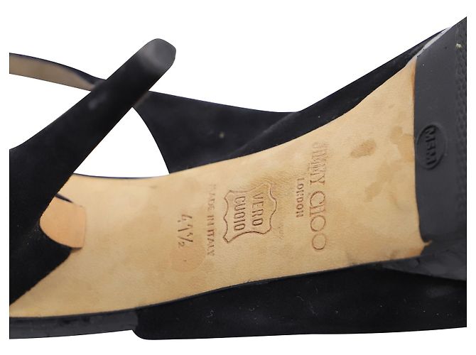 Décolleté Jimmy Choo Open Toe Slingback in pelle scamosciata nera Nero - vista 6