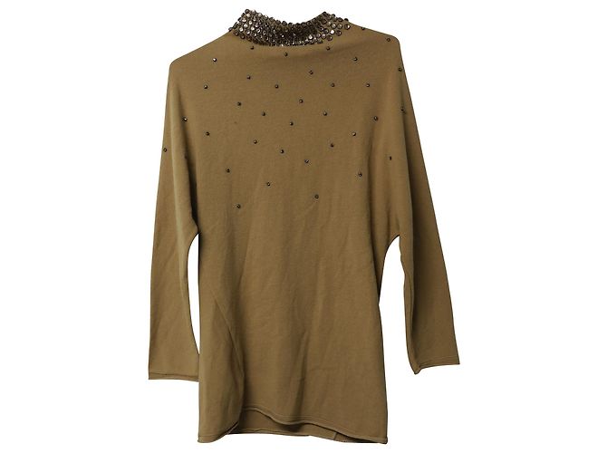 Valentino Garavani Pulloverkleid mit Kristallverzierung aus brauner Kamelwolle - Ansicht 4
