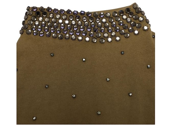 Valentino Garavani Pulloverkleid mit Kristallverzierung aus brauner Kamelwolle - Ansicht 6