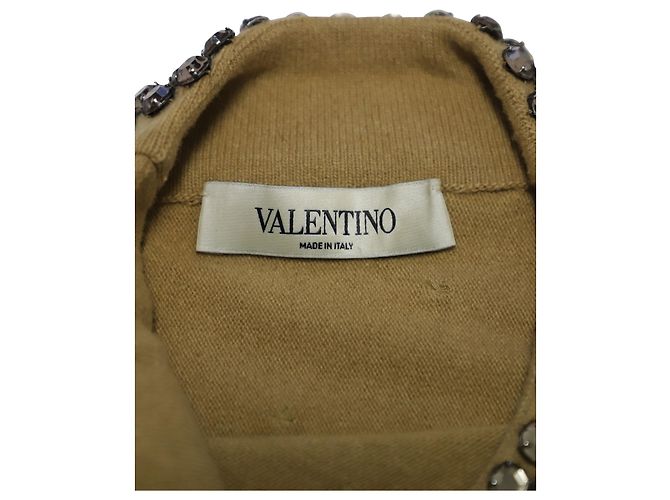 Valentino Garavani Pulloverkleid mit Kristallverzierung aus brauner Kamelwolle - Ansicht 7