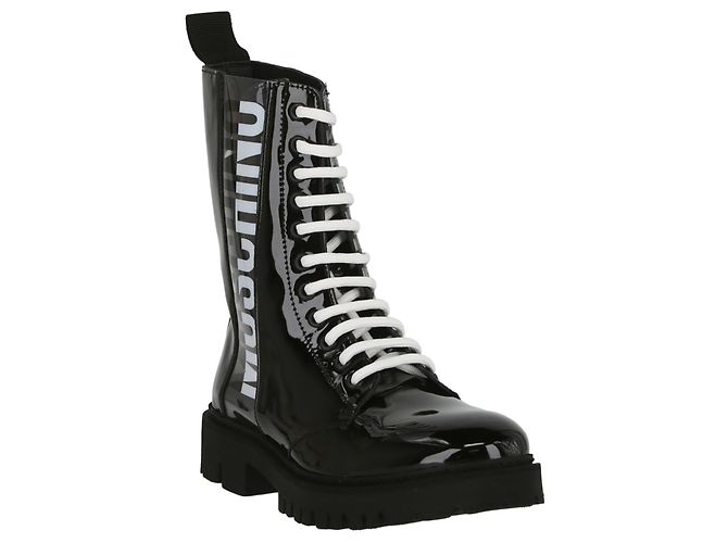 Moschino Stivali da combattimento in vernice - vista 2