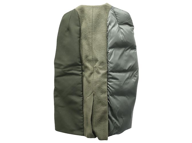 Rick Owens Puffer Sleeve Jacket in Olive Green Lana Vergine - view 2