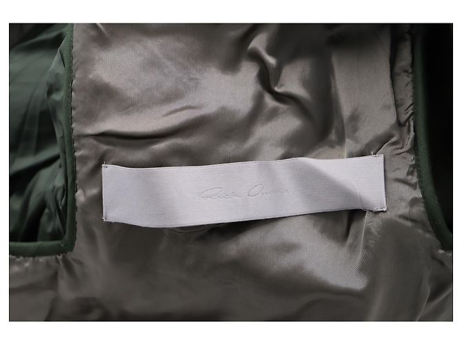 Rick Owens Puffer Sleeve Jacket in Olive Green Lana Vergine - view 3