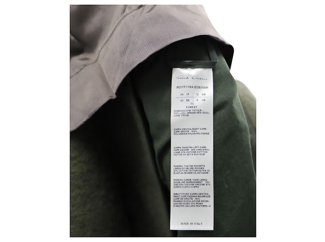 Rick Owens Puffer Sleeve Jacket in Olive Green Lana Vergine - view 4