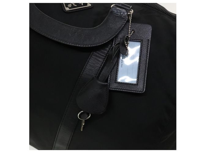 PRADA Boston Bag Nylon Pelle Nero Auth ac981 - vista 10