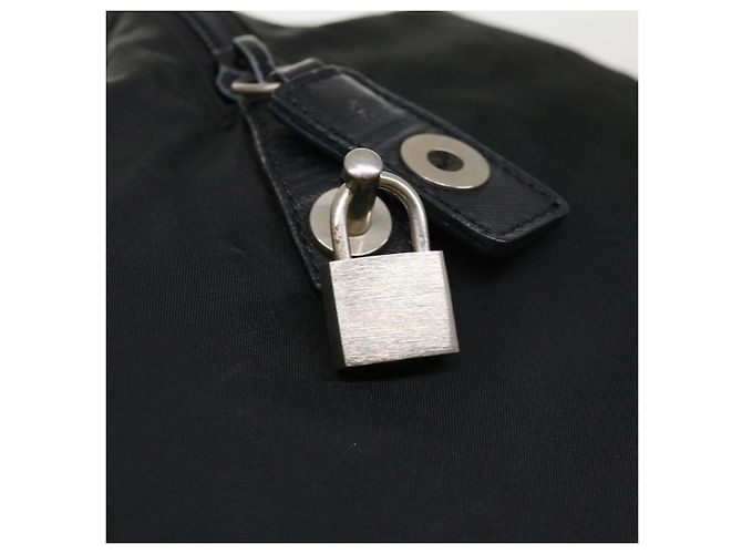 PRADA Boston Bag Nylon Pelle Nero Auth ac981 - vista 19