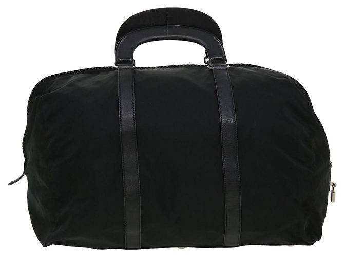 PRADA Boston Bag Nylon Pelle Nero Auth ac981 - vista 2