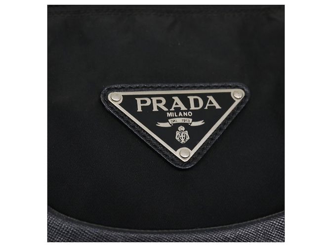 PRADA Boston Bag Nylon Pelle Nero Auth ac981 - vista 20