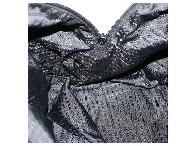 PRADA Boston Bag Nylon Pelle Nero Auth ac981 - vista 22